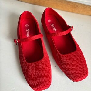 Red Mary Jane Flats